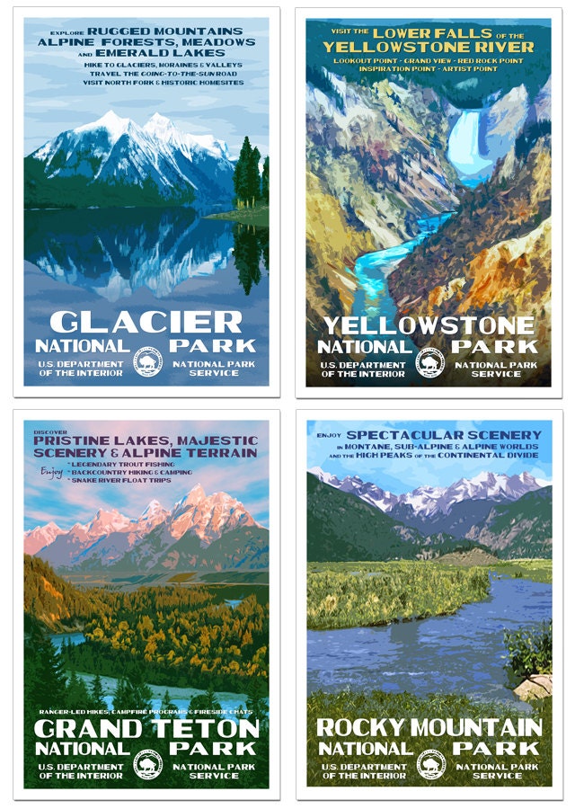 Rocky Mountain Collection Set of 4 National Park Posters