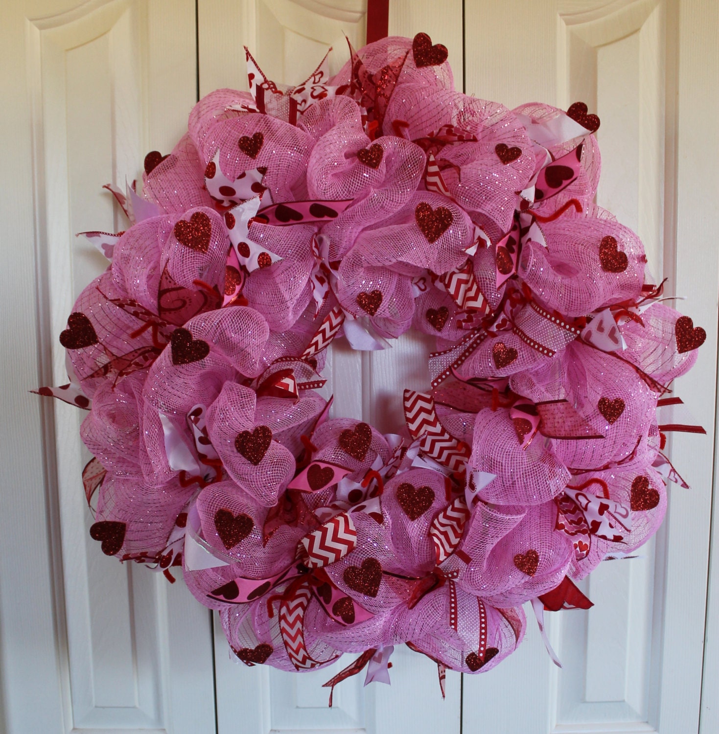 Deco Mesh Valentine's Day Wreath. Valentine