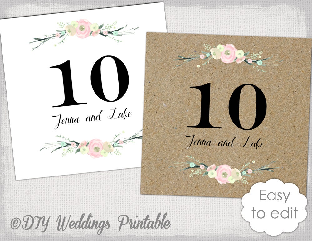 rustic table numbers template rustic flowers