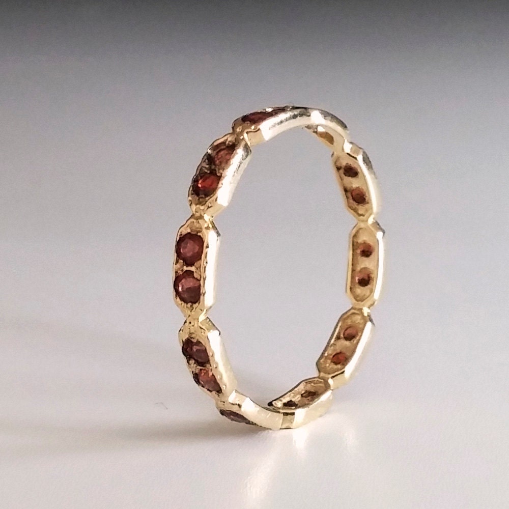 Garnet Eternity ring Red stone ring thin band dainty