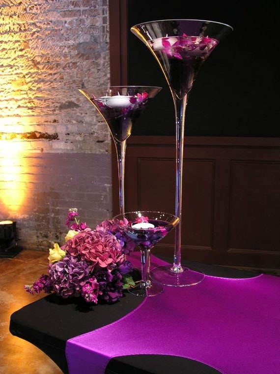 Tall Martini Glass Vases Wedding Centerpiece By Partyspin On Etsy