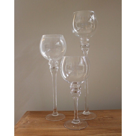 Goblet Glass Candle Holder Floral Centerpiece by PartySpin on Etsy