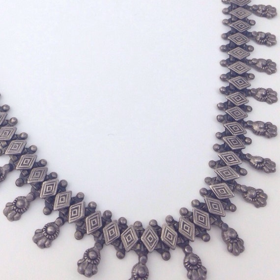 Rajasthani Sterling Necklace Indian Silver Necklace Vintage