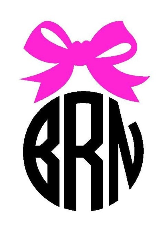 Circle Monogram with Bow Vinyl Decal by PaisleyJaydeDesigns