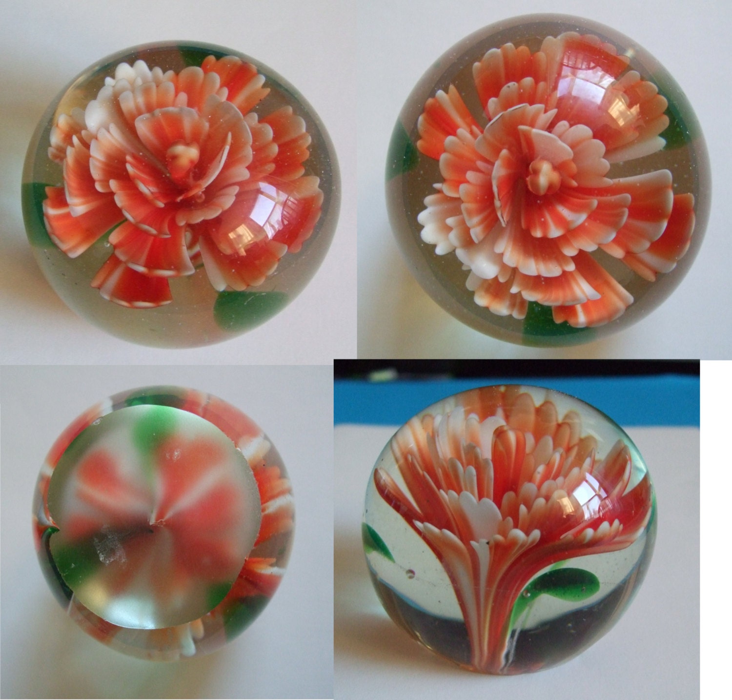 Very Pretty Clear Glass Vintage Paperweight with a by GinnysJoys