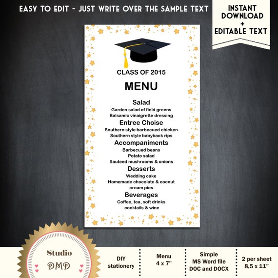 <strong>Event Planning Templates</strong> - Bonjour Events Dinner party menu card template