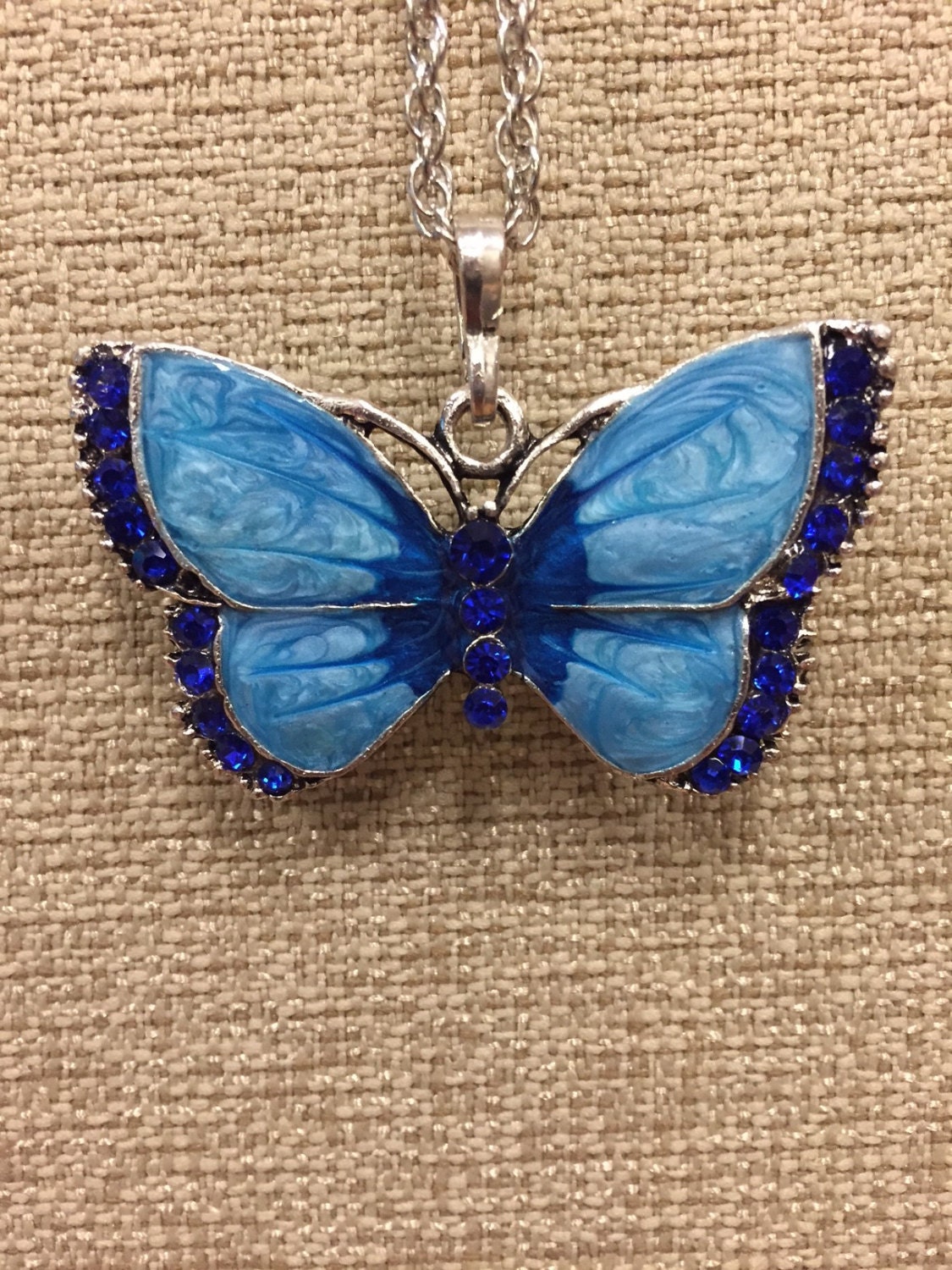 Blue large butterfly pendant