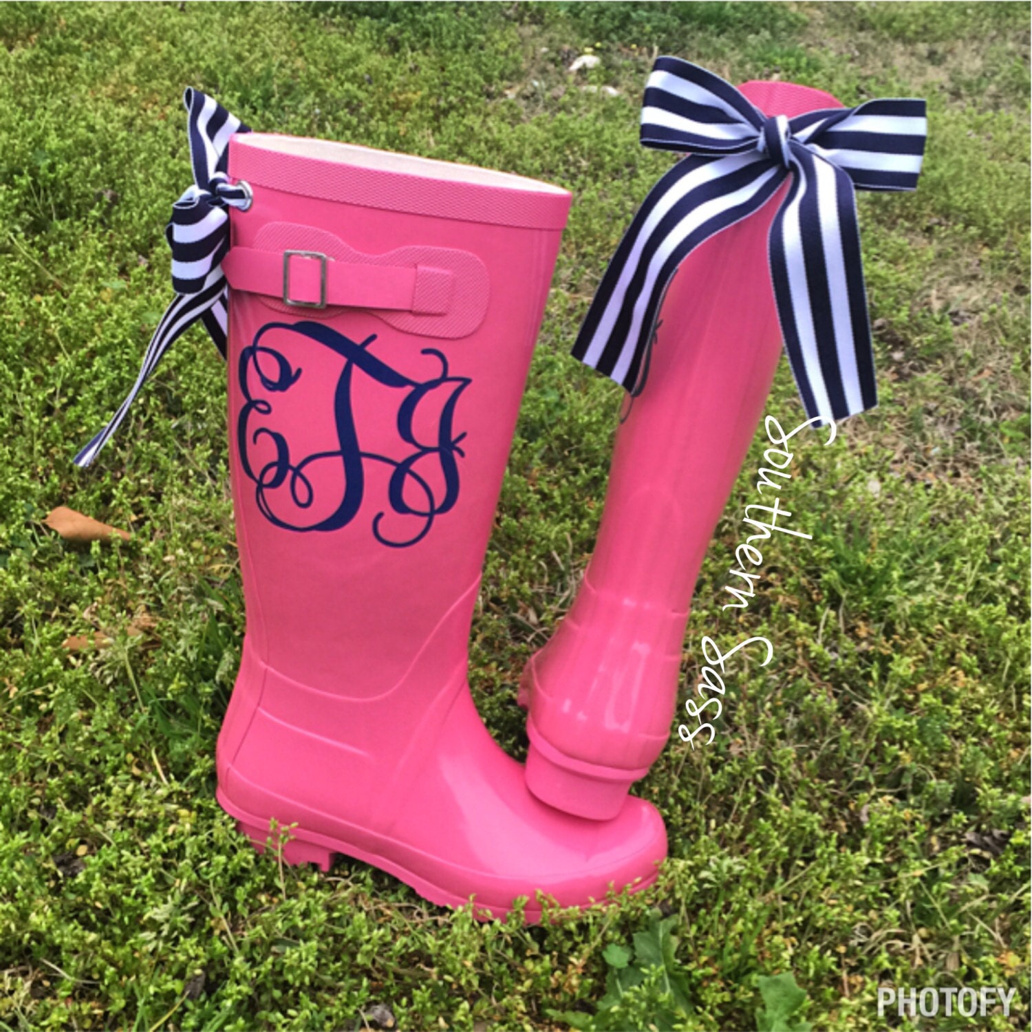 Personalized Monogram Rain Boots Six By Southernsassandsons