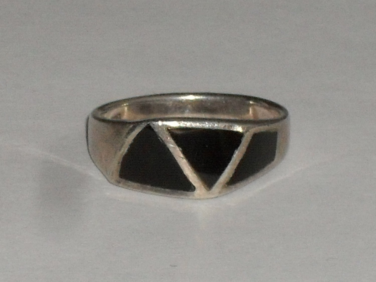 Vintage 925 Sterling Silver Onyx Inlay Native American Men’s Ring ...