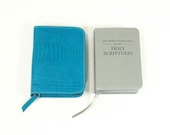 Zip Bible Cover - Turquoise Blue Leather - Pocket Size New World Translation 2013