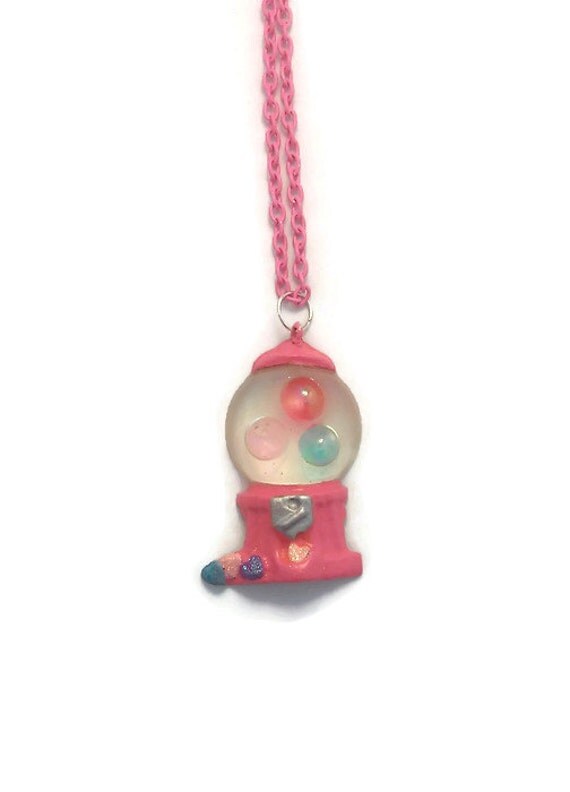 Items similar to Gumball Machine Necklace Hot Pink Jewelry, Candy