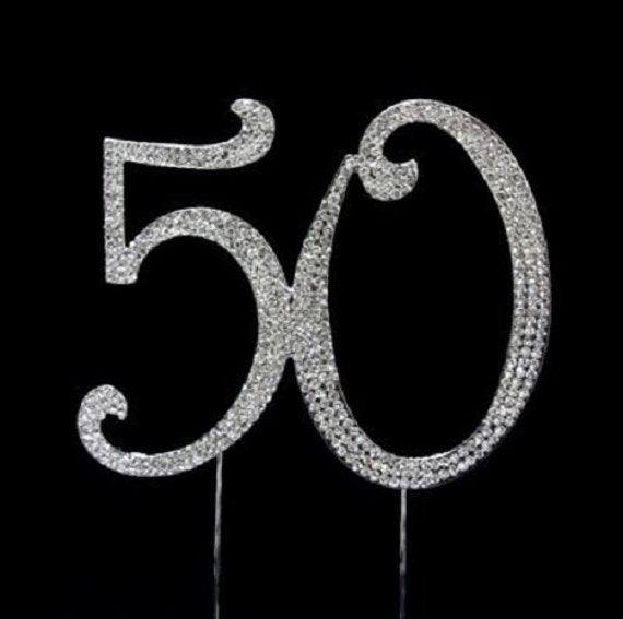 Silver Number 50 Rhinestone Cake Topper by craftsabound on Etsy