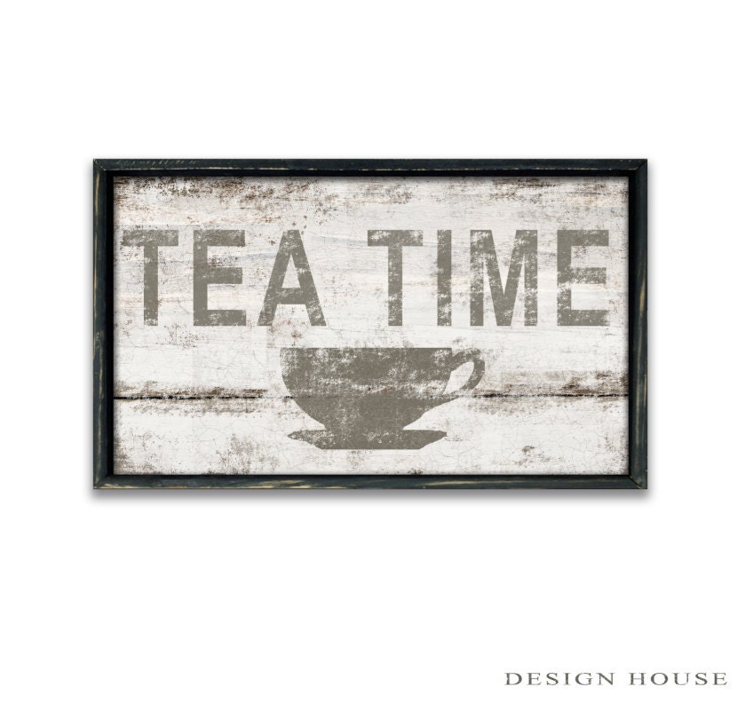 Tea time wooden sign tea sign tea plaques tea wall art kitchen