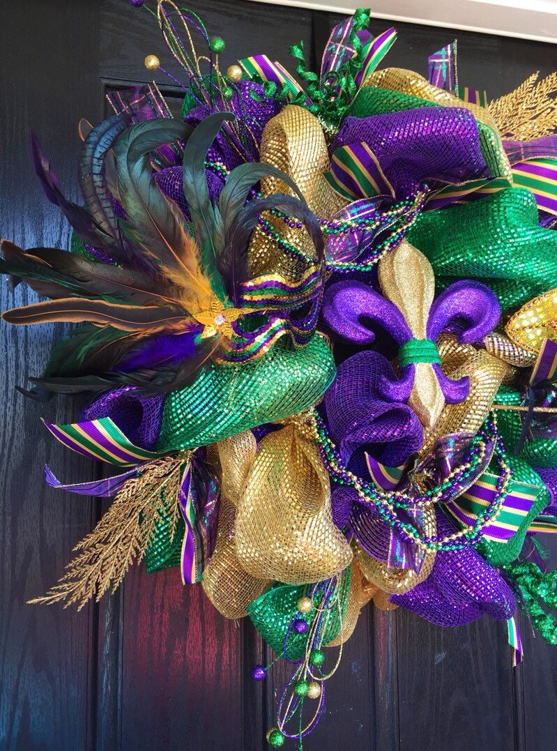 Mardi Gras Deco Mesh Wreath Mardi Gras Mesh By Shellyschicdesigns