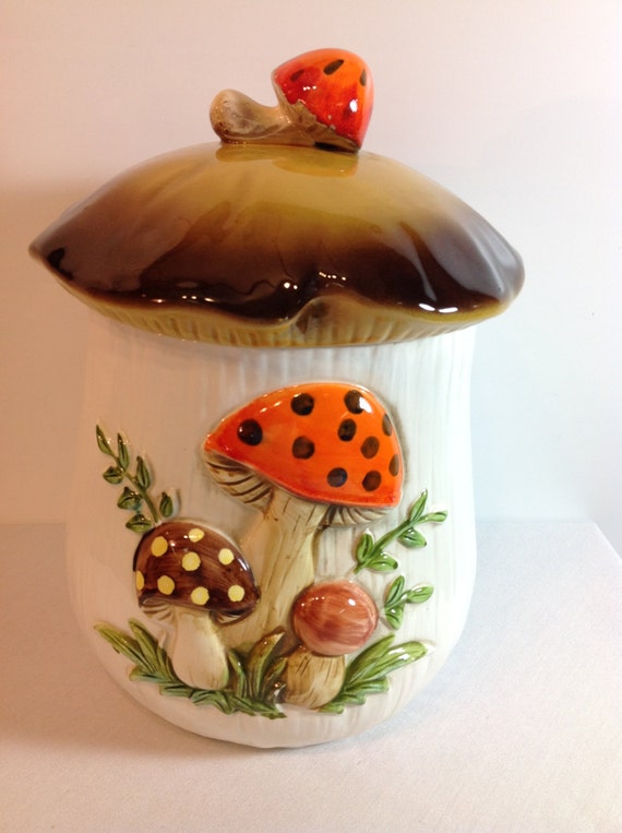 Vintage 1970s Ceramic Mushroom Cookie Jar by BlackSeaVintage