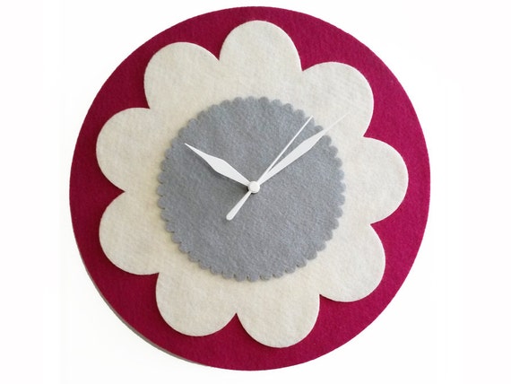 White Flower Wall Clock - Fabric Wall Art - Floral Wall Decor