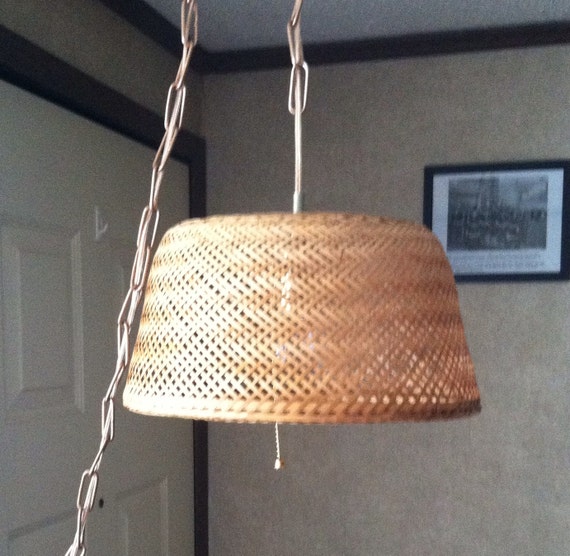 wicker basket hanging lamp/ basket lamp/ chain lamp/ by bartonwood
