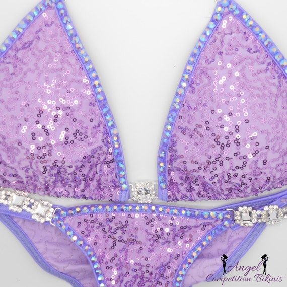Sequin Lilac purple with crystal trim NPC by NpcAngelBikinis