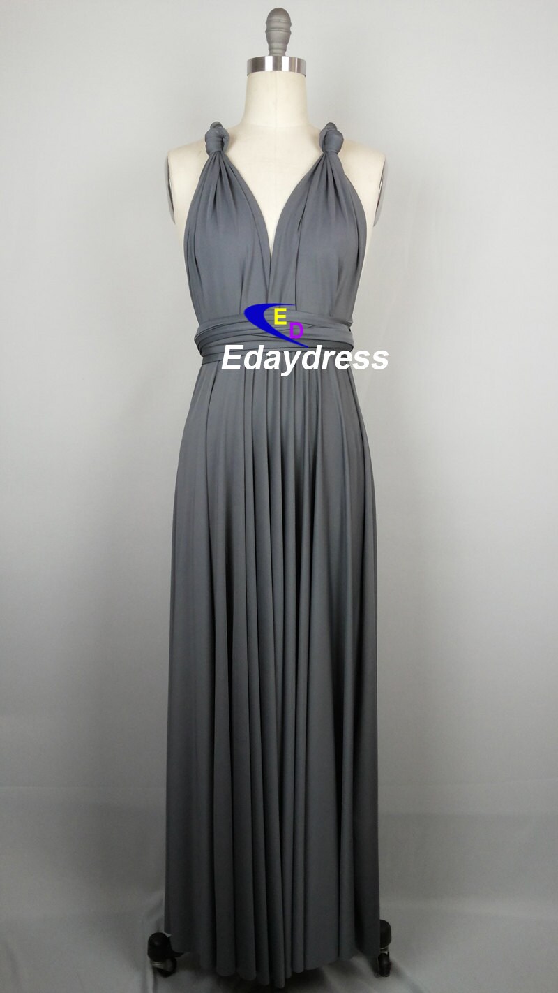 Bridesmaid Dress Dark Gray Charcoal Grey Floor by Dresslongbridal