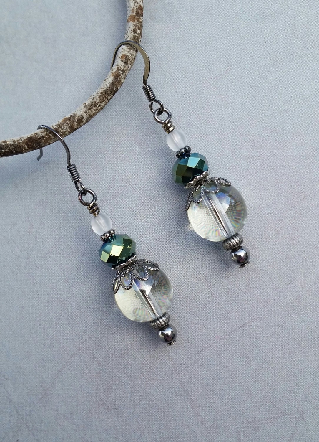 Gorgeous Metallic Green Crystal Light Green by SevenWildWinds