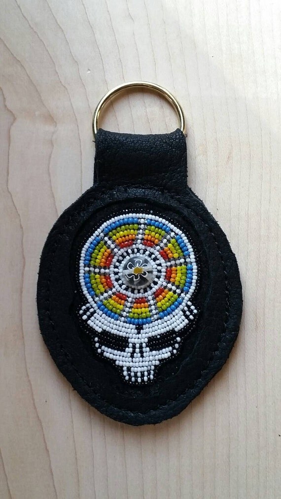 Beaded Leather Keychain unique Grateful Dead inspired Steal