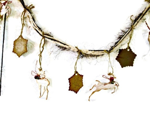 Rustic Christmas Garland Primitive By Partygarnishandts On Etsy 9548