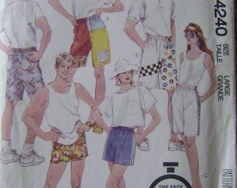 VINTAGE McCalls Pattern 4240 Misses', Men's and Teen Boys' Shorts