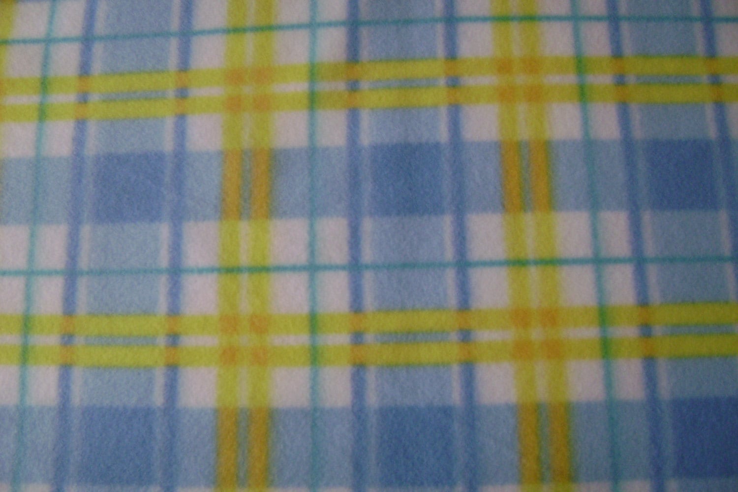 Blue Yellow & White Plaid Fleece Fabric by the by GGselections
