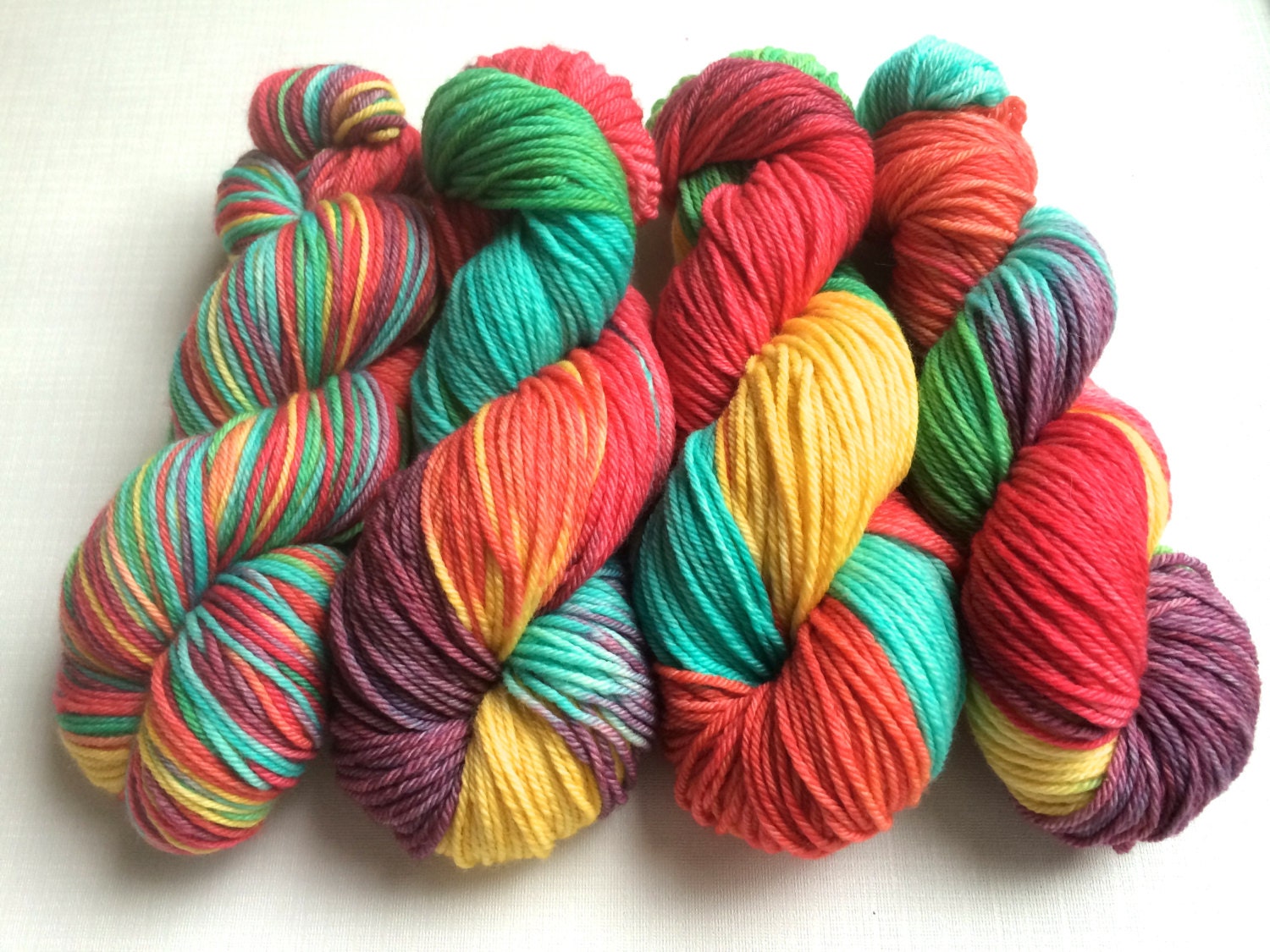 Hand Dyed YarnBird of Paradise on 100 Superwash Worsted