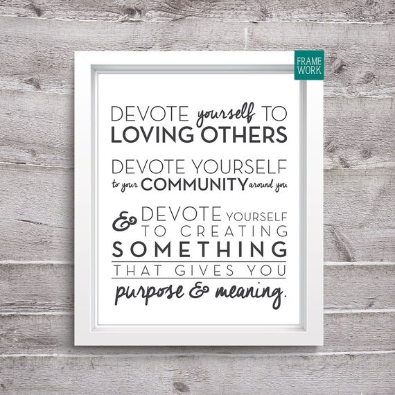 Mitch Albom Devote Yourself Printable Quote Art by FrameworkPrints