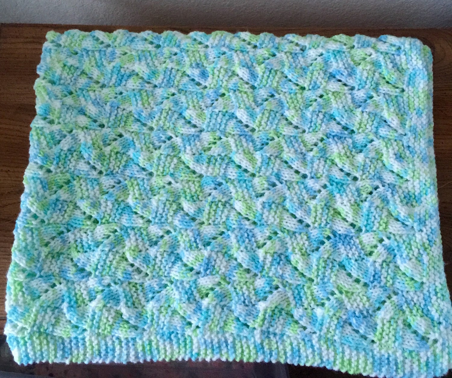 Staggered Squares Knitted Baby Blanket Free Shipping