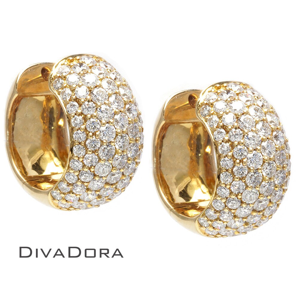Pave set yellow gold Diamond huggie Earrings DE748Y