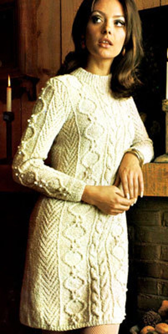 Sale, Knitting Pattern, download, women's dress pattern, cable stitch ...