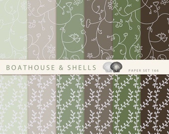 IVY Scrapbooking digital paper pack - 12 papers, printable, instant download - 166