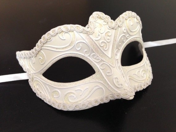 Elegant White Masquerade Mask Wedding Masquerade By Higginscreek 