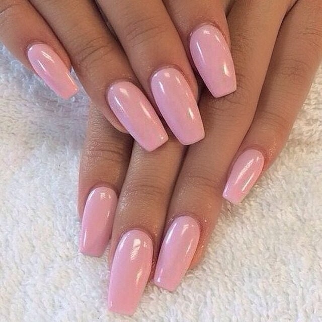 Coffin shape nails pink nails press on nails