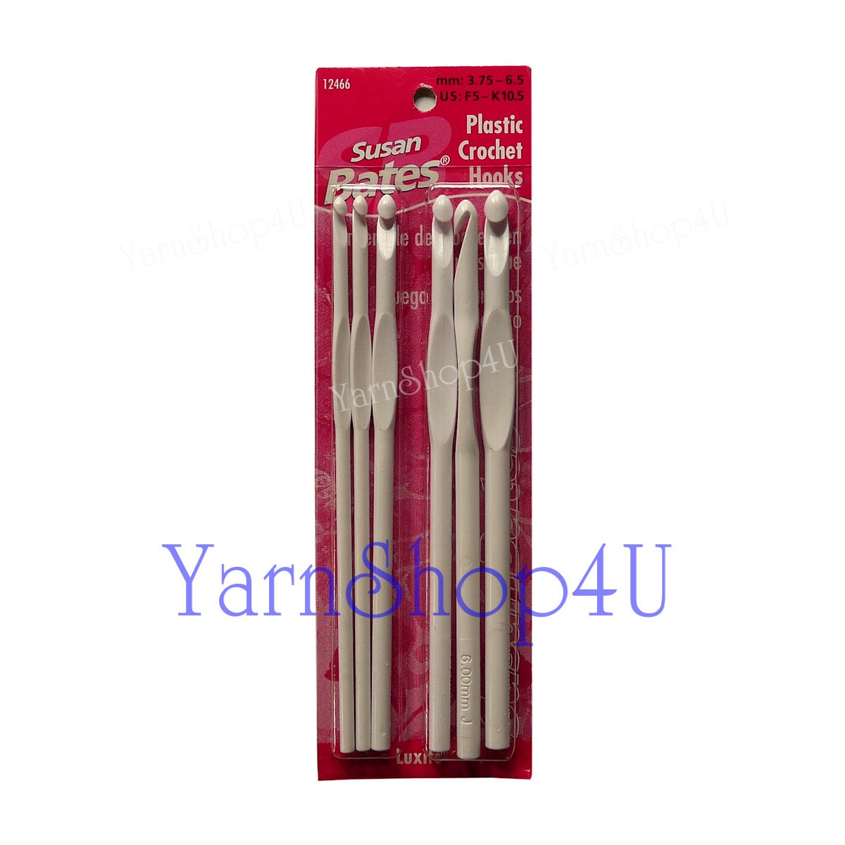 Set of 6 Susan Bates Crochet Hooks Luxite hook set plastic