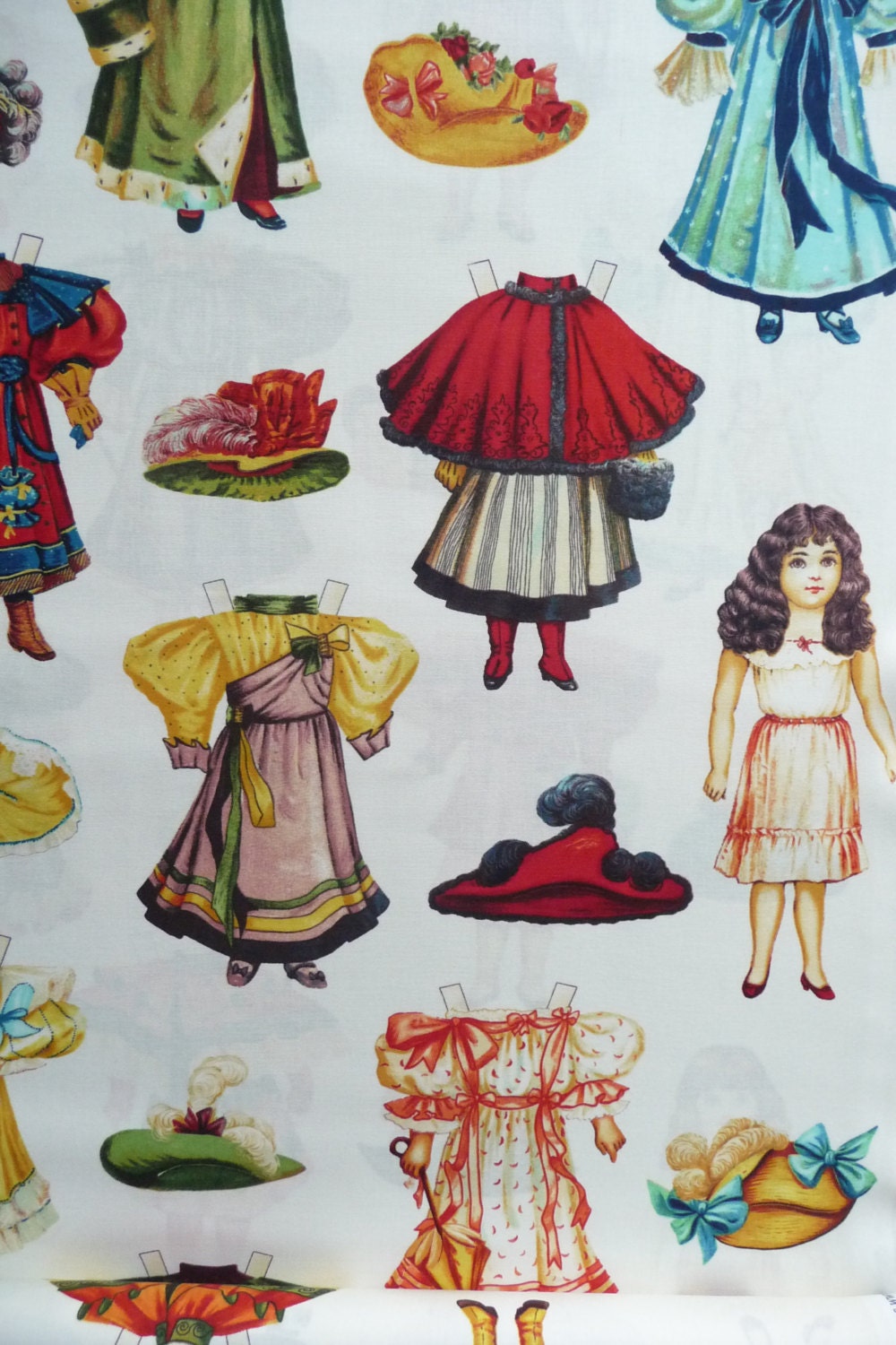 Imperfect Victorian Paper Doll Fabric Blue Hill Fabrics