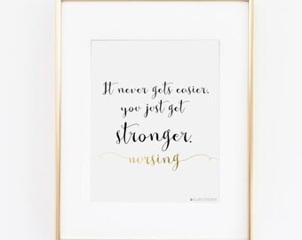 Nurse| Nurse Gift | Gift For Nurse | Nursing Student |Nurse Graduation Gift | It Never Gets Easier Printable Art | Instant Download |RN Gift