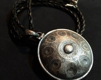 Handpan pendant necklace sterling silver vintage handmade