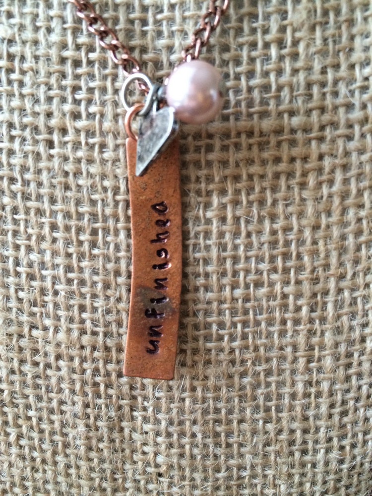 Christian Unfinished hand stamped necklace by HineniJewelry