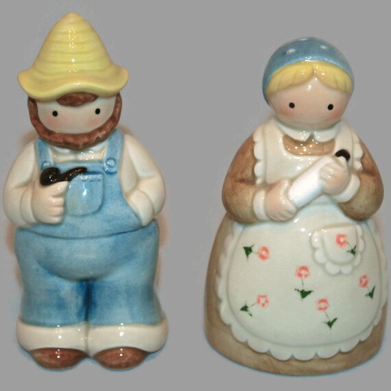 Vintage Handcrafted Otagiri Salt and Pepper Shakers Farmer