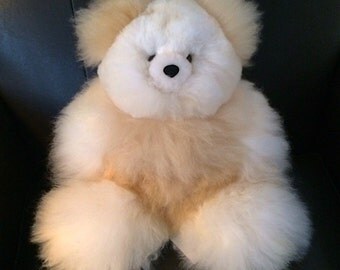 Cozy, Cuddly, Handmade, Alpaca Fur Teddy Bear Stuffed Animal - Holiday Gift idea for Birthday, Christmas and Hanukkah!