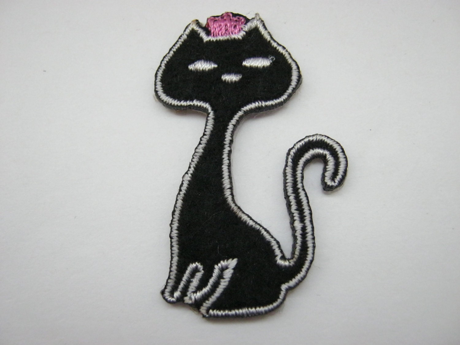 Black Cat Iron On Patch Appliques 45mm 1 3/4 by ButtonsBonkers