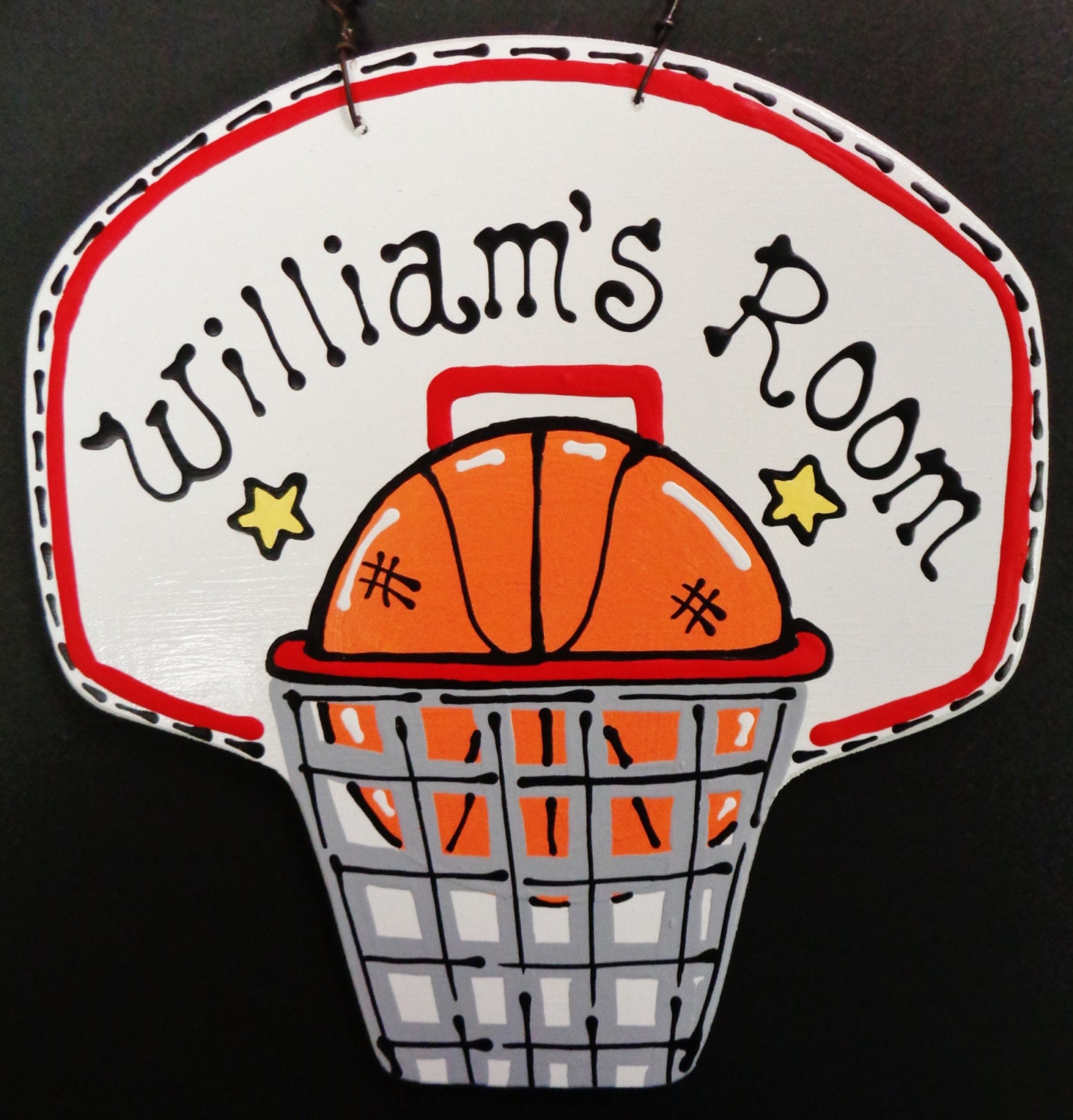 Personalized BASKETBALL Kids Room SIGN Sports Name Wall Hoops