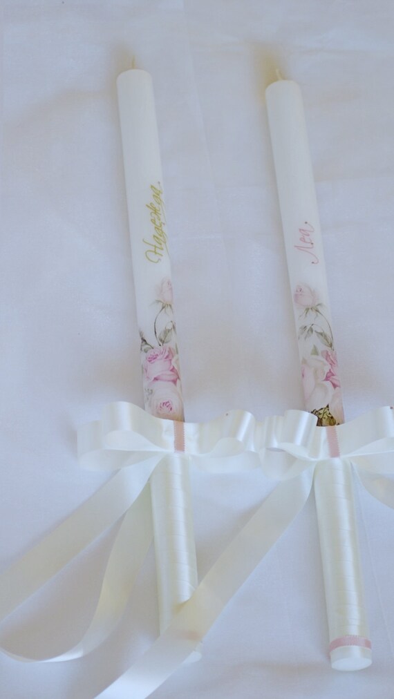 Items similar to Luxury Baby Christening candles, Personalized candles
