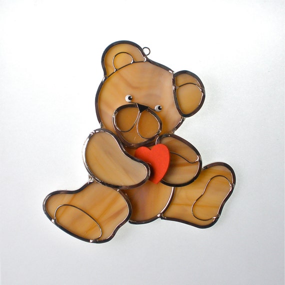 Bear Stained Glass Suncatcher Teddy Baby Room by BigSkyPicker