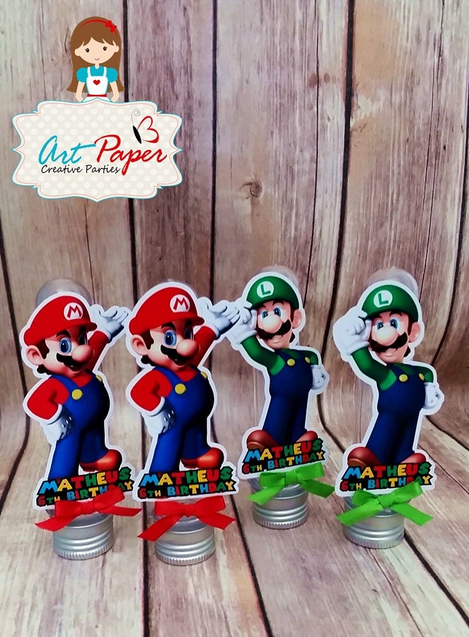 10 Super Mario and Luigi candy Tubes Clear by ArtPaperParty