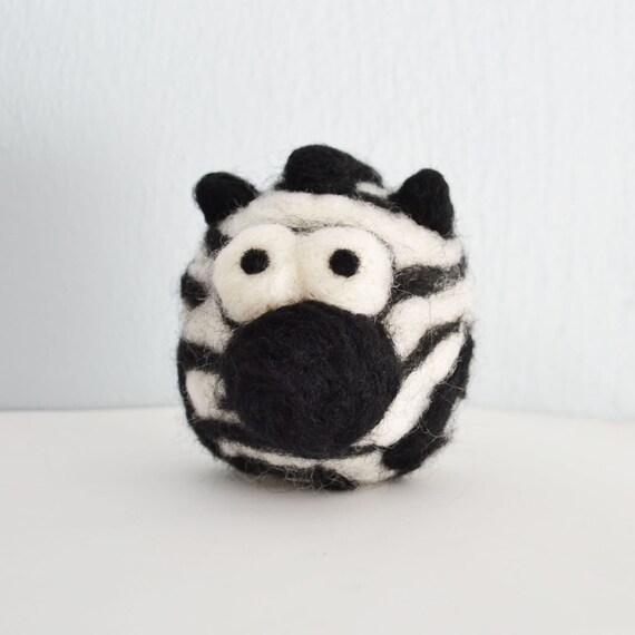 Needle felted black and white stripe zebra soft by MurpheeBe