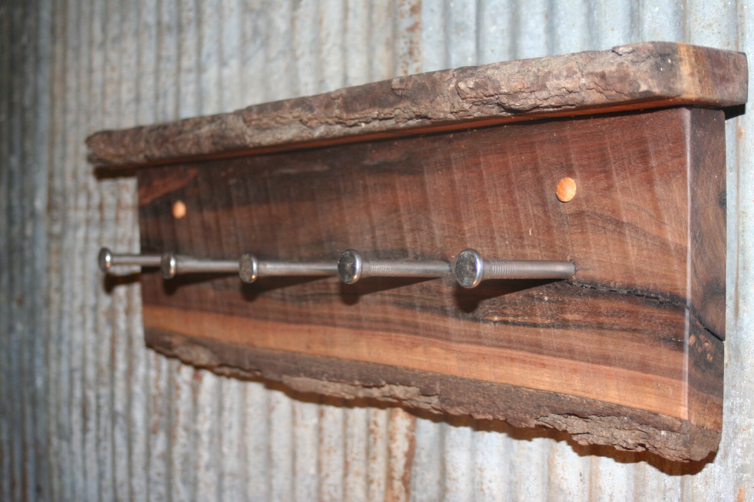 Live Edge Black Walnut Coat Rack Shelf